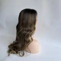 Perruque Lace Front en Cheveux Chinois Longs, Blond Miel avec Mèches, Ondulée, avec Baby Hair et Couleurs Mixtes