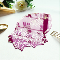 Elegante oro frustrado estampado púrpura acrílico boda fiesta menú tarjeta Floral personalizado boda invitación tarjeta