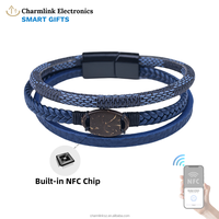 NFC Coquille De Noix De Coco Classique Bracelet En Cuir Boucle Magnétique 13.56MHZ RFID Smart Bracelet Contrôle D'accès OEM NFC Cadeaux D'affaires