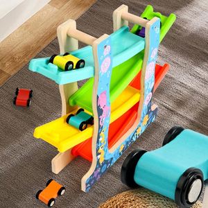 Cadeau de divertissement pour tout-petits de 3 ans : Ensemble de pistes de glisse avec échelle, voitures à glissière, rampes en bois et pistes de course - Product Image 4