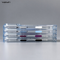Coque de téléphone rigide transparente VAWI B563 en PC pour iPhone 17 18 Pro 17 18 Pro Max avec anneau magnétique 2400Gs et boutons colorés