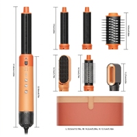 Styler capillaire ionique 6-en-1 OEM avec moteur sans balais, ensemble de coiffage à air chaud, sac de rangement en cuir, certifié CE FCC, technologie Coanda française