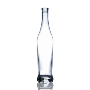 Cork Top 450ML Clear Round Tall Glass Wine Vodka Bottle