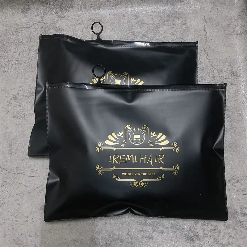 Wholesale Private Label Custom Printing Frosted Transparent Plastic Zip Lock Bags For Wigs Packaging