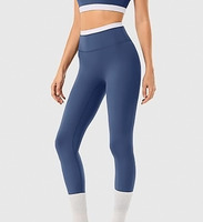 Ensemble de yoga 2 pièces pour femme avec bretelles doubles et bordure contrastante, soutien-gorge de sport dos croisé et leggings taille haute effet ventre plat, tenue de Pilates