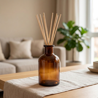 Bouteille diffuseur de parfum en verre ambré de 150 ml, cylindrique, à base épaisse, pour la maison, vide, personnalisable avec logo