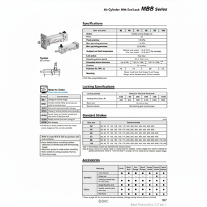 Pièces pneumatiques de cylindre d'air MBBF63TF-180-RN de SMC Pneumatics - Product Image 1