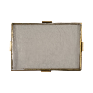 Elegante Vassoio Decorativo con Cornice in Metallo e Piano in Vetro, Pezzo d'Arredo Moderno per Comodino o Tavolino da Caffè - Product Image 6