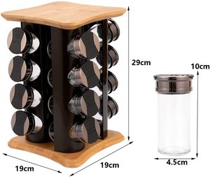 Tre thảo mộc gia vị giá đứng với 16 lọ nhà bếp gia vị chủ Organizer gia vị Jar Rack Set gỗ xoay - Product Image 3