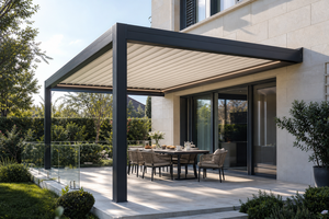 Pérgola de Aluminio RKOVE RK-C1, Toldo Retráctil Moderno para Balcón, Estructura con Recubrimiento de Polvo Negro, Cubierta para Exteriores - Product Image 6
