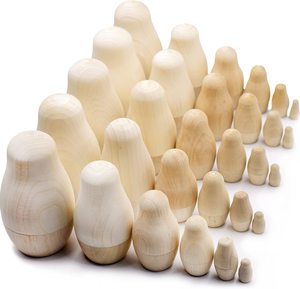 Bambole di nidificazione in legno russo vuote per bambini bambole di nidificazione in legno russe non verniciate all'ingrosso - Product Image 1