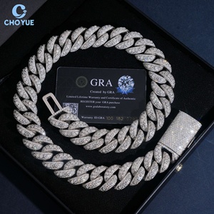 Collar de Cadena Cubana de Moissanita con Engaste de Bisel Grueso de 22mm, Chapado en Rodio, Plata Sólida 925, Joyería Hiphop Iced Out - Product Image 2