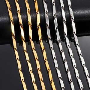Collier ras du cou en chaîne de bambou en acier inoxydable de 3 mm de largeur, fait main, couleur argent/or, pour homme et femme, bijoux - Product Image 1