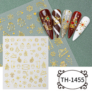 Pegatinas 3D en relieve doradas para <span class=keywords><strong>uñas</strong></span> Mocmaki con patrones navideños para manicura de invierno - Product Image 5