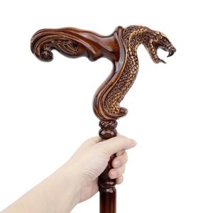 Canne de <span class=keywords><strong>marche</strong></span> décorative en <span class=keywords><strong>bois</strong></span> brun Cobra Snake, pour cosplay, fête, Halloween, mace, baguette, croix, 92 cm - Product Image 5