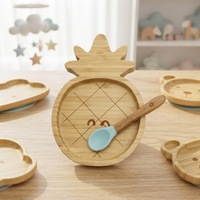 Produits tendances : Assiette bébé en bambou sans BPA, assiette bébé en bambou avec ventouse, assiette enfant en bambou
