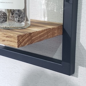 Estante de hierro forjado negro, estante de pared multifunción Vintage de madera Natural para sala de estar - Product Image 5