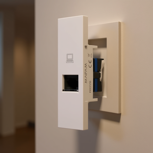 Conector Ethernet RJ45 Cat 5e Blanco para Instalación en Pared - Product Image 3