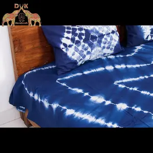Wholesale Indigo Tie dye cotton bedsheet home-hotel use modern bedsheet king size flatsheet