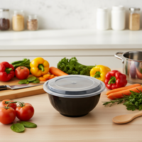 Bol à ramen jetable en plastique PP empilable grande capacité, pour plats à emporter, compatible micro-ondes, pour cuisine et fêtes, haute résistance aux injections