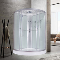 Ensemble complet de douche d'angle économique avec porte coulissante en verre trempé et receveur pour salle de bain moderne, hôtel et maison