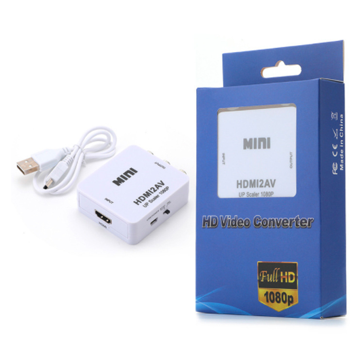 MINI HDMI2AV HDMI to AV Converter 1080P Full HD Video Adapter with PAL/NTSC Switch and USB Power