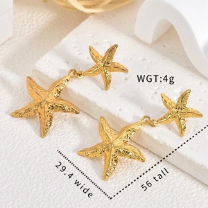 Pendientes de Acero Inoxidable con Diseños de Estrellas de Mar, Sirenas, Pulpos y Medusas para Mujer, Joyería de Moda Impermeable - Product Image 6
