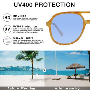 Gafas de Sol Cuadradas Retro para Hombre y Mujer, Estilo Vintage de los 70, con Doble Puente - Product Image 5