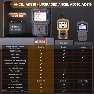 Escáner OBDII ANCEL AD530, Herramienta de Diagnóstico Automotriz, Lee y Borra Códigos de Motor con Gráficos de Datos en Tiempo Real, Actualizaciones Gratuitas de por Vida - Product Image 2