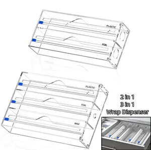 Chicwrap Tile 2 In 1 Plastik Wrap Foil Cling Film Dispenser Cutter Aluminium S Acrylic Wrap Dispenser dengan Label Makanan