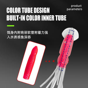 เหยื่อตกปลาทะเล ไบโอนิค ทรงปลาหมึก เหยื่อยางนิ่ม สแตนเลส 12 ซม. แบบกลวง/แบบมีสี ท่อสองชั้น ปลาหมึกเทียม เหยื่อยางนิ่ม - Product Image 5