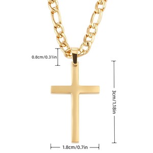 18K 금도금 스테인리스 스틸 주얼리 링크 체인 목걸이 힙합 펜던트 심플 십자가 롱 네크리스 (여성/남성용) - Product Image 5