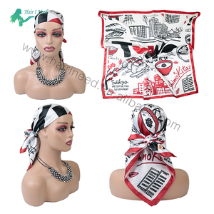 Foulard di Lusso da <span class=keywords><strong>Donna</strong></span> in Raso di <span class=keywords><strong>Seta</strong></span> con Stampa Digitale, Motivo e Logo Personalizzati, Bandana per Capelli e Bordi - Product Image 6