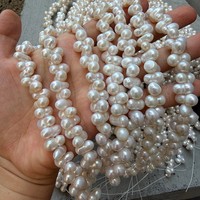 Perles de culture d'eau douce baroques blanches naturelles 7x12mm, percées au centre, formes gourde et cacahuète, pour la fabrication de bijoux, brin de 38cm