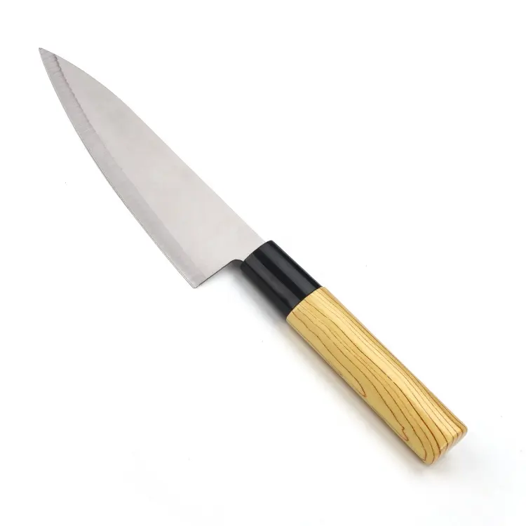 Cuchillos Sashimi japoneses de acero inoxidable, con mango de revestimiento de madera