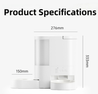 Distributeur automatique d'eau et de nourriture 2-en-1 portable pour chiens/chats, commande à distance par application intelligente WiFi, bols en plastique antibactériens