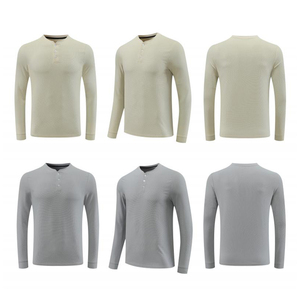 Primavera y otoño Moda de alta calidad para hombre 210g Raglan Color sólido Cuello redondo en blanco Versátil Bottoming Sh - Product Image 3