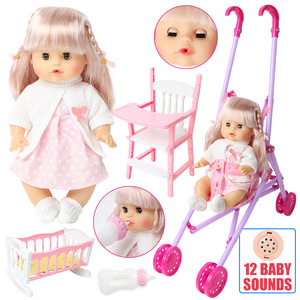 Muñeca de Simulación con Sonido, 12 Sonidos para Educación Temprana, Juguete para Niñas que Bebe Agua y Habla, Set de Muñeca Bebé <span class=keywords><strong>Reborn</strong></span> Inteligente - Product Image 1