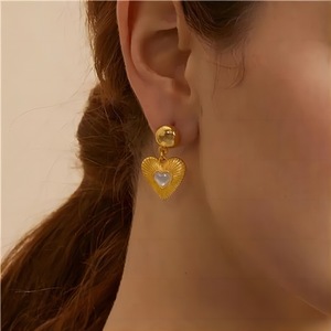 Pendientes con forma de corazón, bisel de aleación de zinc, joyería para fiesta, TE6446 - Product Image 3