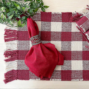 Napperons ovales réutilisables de décoration de table en tissu à carreaux Boho de coton à la mode - Product Image 2