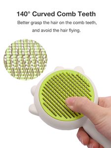 Self-Cleaning Pet <b>Massage</b> Pet <b>Cat</b> Brush Curved <b>Massage</b> Needles Pet Brush with a Release Button - Product Image 5