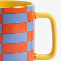 Mug en céramique moderne à motif damier, pour la maison et l'hôtel, tasse à café en porcelaine aux couleurs vives