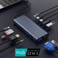 Usine professionnelle ODM/OEM 12 en 1 Hub Usb HDTV 4K 60Hz VGA 3 * USB-A 3.0 2.0 PD 100W Audio Gigabit 1000Mbps Station d'accueil