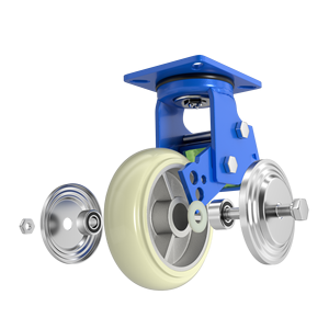 Hoch leistungs feder Stoß dämpfende Rollen <span class=keywords><strong>5</strong></span> Zoll 6 Zoll 8 Zoll Weiß Polyurethan-Doppel lager mit hoher Elastizität und Bremse - Product Image 1