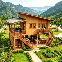Casa Contenedor Expandible de Dos Pisos de 20 y 40 Pies, Cabaña Prefabricada con Paneles de Madera, Metal y Plástico para Jardín, Campamento, Casa de Huéspedes u Oficina