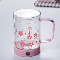 Mug magnétique à agitation automatique électrique CL579, rechargeable par USB, double paroi en verre résistant à la chaleur, tasse à thé, tasse à café