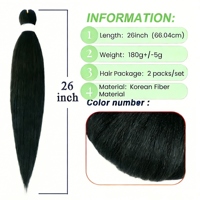 Extensiones de Cabello Pre-estiradas para Trenzar, Fibra Sintética Coreana, Material Yaki, Cabello para Trenzar de Una Sola Capa, Venta al Por Mayor