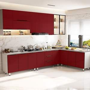 Gabinete de cocina modular con acabado de alto brillo moderno, diseño de madera para muebles de hogar y restaurante - Product Image 2