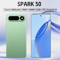 Dernier Smartphone Android 15 Octa Core Spark50 4G/5G, Écran HD 7,3 pouces, Reconnaissance Faciale, Empreinte Digitale, Batterie 5000 mAh