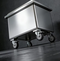 Chariot de stockage de farine en acier inoxydable de qualité alimentaire pour boulangerie, bistro, cantine scolaire, cuisine commerciale, gestion des matières premières